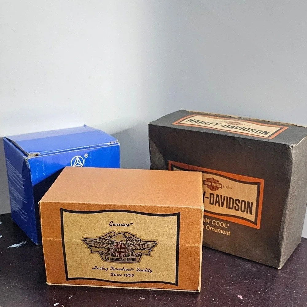 Harley-Davidson Christmas Ornament Lot of 3 Ridin Cool Santa Motorcycle Boxed